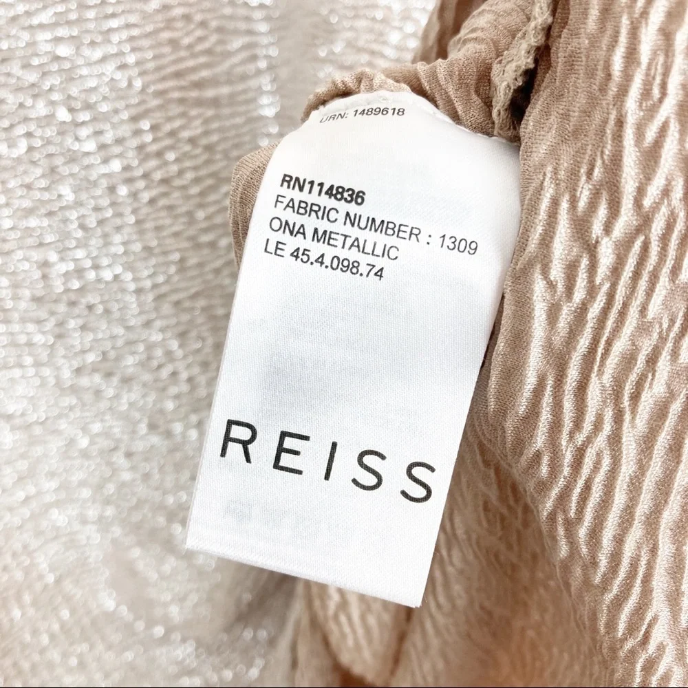REISS Ona Metallic V-neck Sleeveless Top Size XS